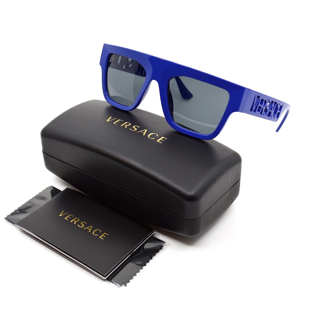 VERSACE VE4430U 529487 BLUE DARK GREY LENS AUTHENTIC SUNGLASSES - Picture 10 of 14